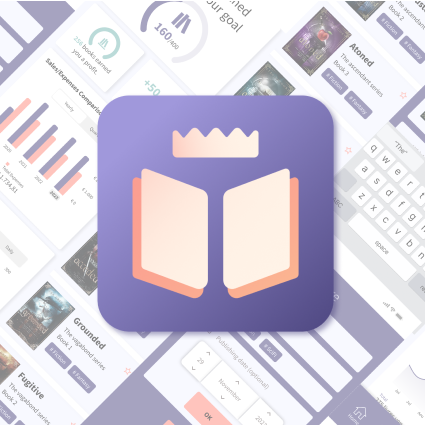 logo of the book sales tracker app made of an open book and a crown