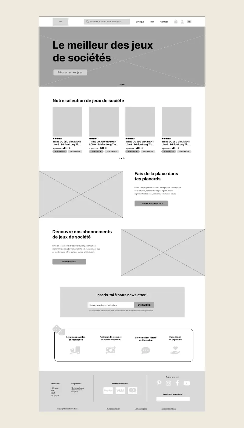 focus on the homepage wireframe