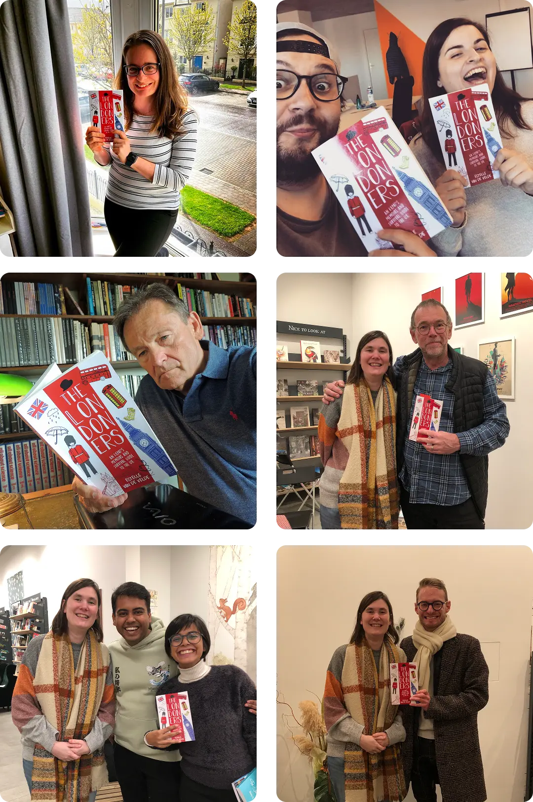 a selection of readers with the book The Londoners in their hands